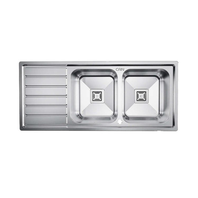 سینک ظرفشویی استیل توکار دو لگنه کن مدل 8106L