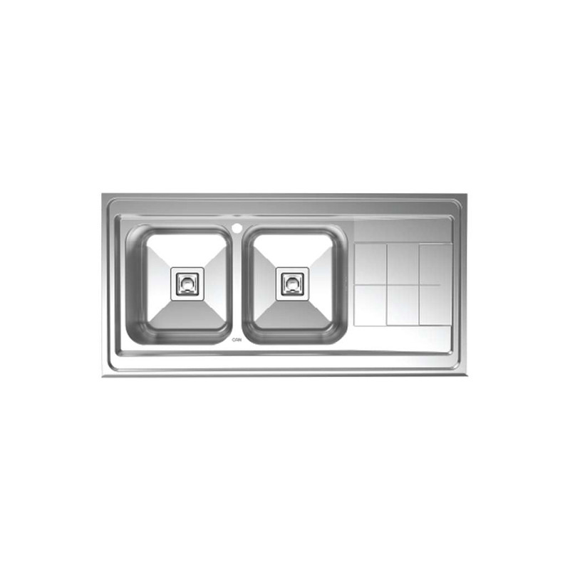 سینک ظرفشویی استیل روکار دو لگنه کن مدل 9152