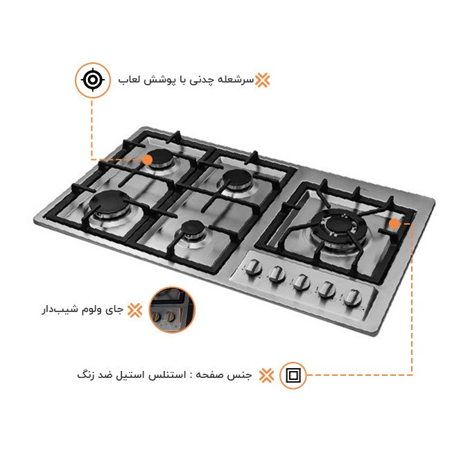 اجاق گاز صفحه ای اخوان مدل GI-135-S
